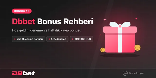 Dbbet bonusları rehberi kapağı: kurdeleli hediye kutusu ve madeni paralar